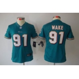 nike women nfl jerseys miami dolphins #91 wake green[nike limited]