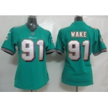 nike women nfl jerseys miami dolphins #91 wake green[nike]