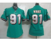 nike women nfl jerseys miami dolphins #91 wake green[nike]