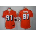 nike women nfl jerseys miami dolphins #91 wake orange[nike limited]