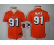 nike women nfl jerseys miami dolphins #91 wake orange[nike limited]