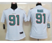 nike women nfl jerseys miami dolphins #91 wake white[new nike limited]