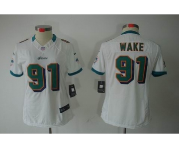 nike women nfl jerseys miami dolphins #91 wake white[nike limited]