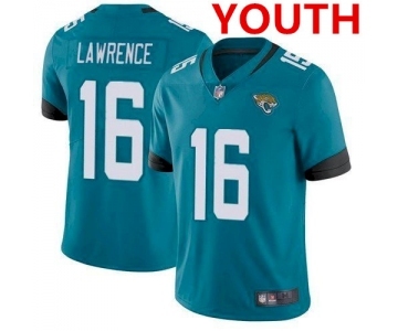 Youth Jacksonville Jaguars #16 Trevor Lawrence 2021 Teal Vapor Untouchable Limited Stitched Jersey