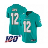 Youth Miami Dolphins #12 Bob Griese Aqua Green Team Color Vapor Untouchable Limited Player 100th Season Football Jersey