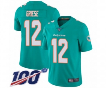 Youth Miami Dolphins #12 Bob Griese Aqua Green Team Color Vapor Untouchable Limited Player 100th Season Football Jersey