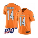 Youth Miami Dolphins #14 Ryan Fitzpatrick Limited Orange Rush Vapor Untouchable 100th Season Football Jersey