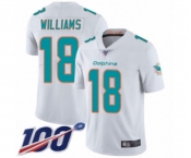 Youth Miami Dolphins #18 Preston Williams White Vapor Untouchable Limited Player 100th Season Football Jersey