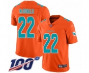 Youth Miami Dolphins #22 T.J. McDonald Limited Orange Inverted Legend 100th Season Football Jersey