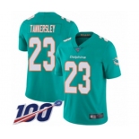 Youth Miami Dolphins #23 Cordrea Tankersley Aqua Green Team Color Vapor Untouchable Limited Player 100th Season Football Jersey