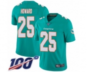 Youth Miami Dolphins #25 Xavien Howard Aqua Green Team Color Vapor Untouchable Limited Player 100th Season Football Jersey