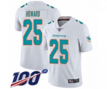 Youth Miami Dolphins #25 Xavien Howard White Vapor Untouchable Limited Player 100th Season Football Jersey