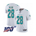 Youth Miami Dolphins #28 Bobby McCain White Vapor Untouchable Limited Player 100th Season Football Jersey