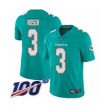 Youth Miami Dolphins #3 Josh Rosen Aqua Green Team Color Vapor Untouchable Limited Player 100th Season Football Jersey