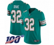 Youth Miami Dolphins #32 Kenyan Drake Aqua Green Alternate Vapor Untouchable Limited Player 100th Season Football Jersey