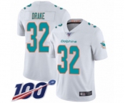 Youth Miami Dolphins #32 Kenyan Drake White Vapor Untouchable Limited Player 100th Season Football Jersey