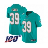 Youth Miami Dolphins #39 Larry Csonka Aqua Green Team Color Vapor Untouchable Limited Player 100th Season Football Jersey