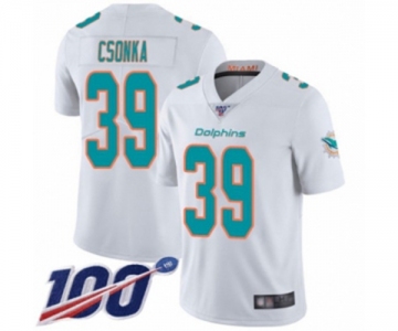 Youth Miami Dolphins #39 Larry Csonka White Vapor Untouchable Limited Player 100th Season Football Jersey