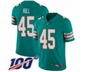 Youth Miami Dolphins #45 Mike Hull Aqua Green Alternate Vapor Untouchable Limited Player 100th Season Football Jersey