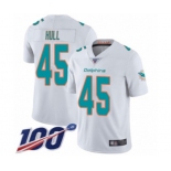 Youth Miami Dolphins #45 Mike Hull White Vapor Untouchable Limited Player 100th Season Football Jersey