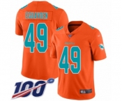 Youth Miami Dolphins #49 Sam Eguavoen Limited Orange Inverted Legend 100th Season Football Jersey