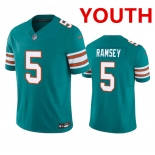 Youth Miami Dolphins #5 Jalen Ramsey Aqua 2023 F.U.S.E Vapor Limited Stitched Football Jersey