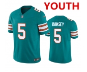 Youth Miami Dolphins #5 Jalen Ramsey Aqua 2023 F.U.S.E Vapor Limited Stitched Football Jersey