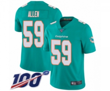 Youth Miami Dolphins #59 Chase Allen Aqua Green Team Color Vapor Untouchable Limited Player 100th Season Football Jersey