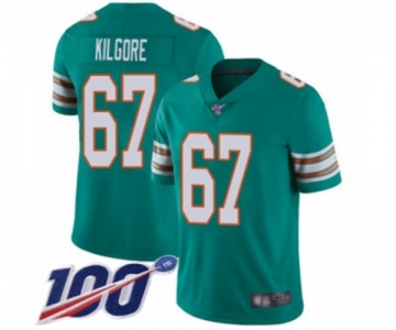 Youth Miami Dolphins #67 Daniel Kilgore Aqua Green Alternate Vapor Untouchable Limited Player 100th Season Football Jersey