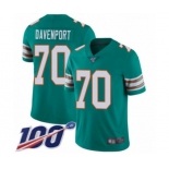 Youth Miami Dolphins #70 Julie'n Davenport Aqua Green Alternate Vapor Untouchable Limited Player 100th Season Football Jersey