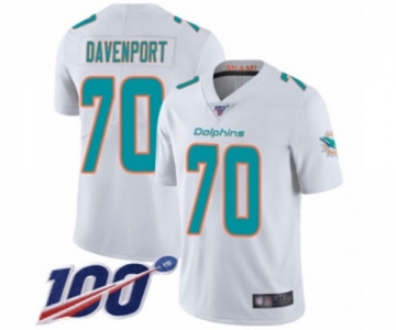 Youth Miami Dolphins #70 Julie'n Davenport White Vapor Untouchable Limited Player 100th Season Football Jersey