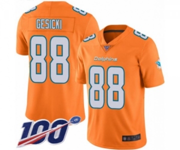 Youth Miami Dolphins #88 Mike Gesicki Limited Orange Rush Vapor Untouchable 100th Season Football Jersey