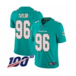 Youth Miami Dolphins #96 Vincent Taylor Aqua Green Team Color Vapor Untouchable Limited Player 100th Season Football Jersey