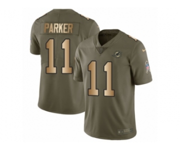 Youth Nike Miami Dolphins #11 DeVante Parker Limited Olive Gold 2017 Salute to Service NFL Jersey