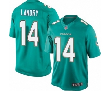 Youth Nike Miami Dolphins #14 Jarvis Landry Aqua Green Team Color NFL Jersey