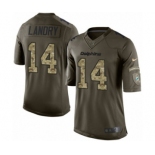 Youth Nike Miami Dolphins #14 Jarvis Landry Limited Green Salute to Service NFL Jersey