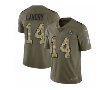 Youth Nike Miami Dolphins #14 Jarvis Landry Limited Olive Camo 2017 Salute to Service NFL Jersey