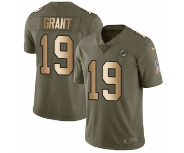 Youth Nike Miami Dolphins #19 Jakeem Grant Limited Olive Gold 2017 Salute to Service NFL Jersey