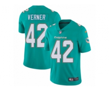 Youth Nike Miami Dolphins #42 Alterraun Verner Aqua Green Team Color Vapor Untouchable Limited Player NFL Jersey