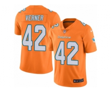 Youth Nike Miami Dolphins #42 Alterraun Verner Limited Orange Rush Vapor Untouchable NFL Jersey