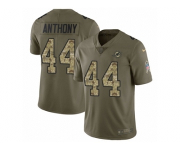 Youth Nike Miami Dolphins #44 Stephone Anthony Limited Olive Camo 2017 Salute to Service NFL Jersey