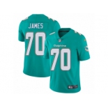 Youth Nike Miami Dolphins #70 Ja'Wuan James Vapor Untouchable Limited Aqua Green Team Color NFL Jersey