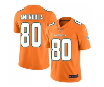 Youth Nike Miami Dolphins #80 Danny Amendola Orange Stitched NFL Limited Rush Jersey