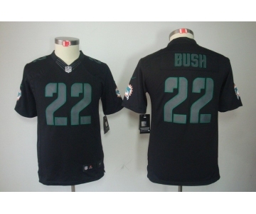 nike youth nfl jerseys miami dolphins #22 bush black[nike impact limited]