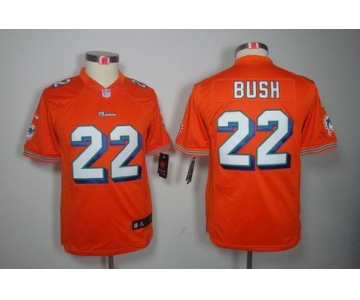 nike youth nfl jerseys miami dolphins #22 bush orange[nike limited]