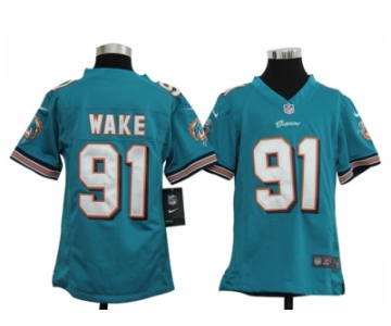 nike youth nfl jerseys miami dolphins #91 wake green[nike]