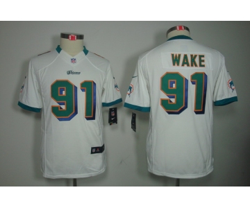 nike youth nfl jerseys miami dolphins #91 wake white[nike]