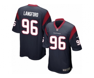 Men Nike Houston Texans #96 Kendall Langford Game Navy Blue Team Color NFL Jersey