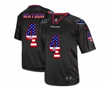 Men's Nike Houston Texans #4 Deshaun Watson Elite Black USA Flag Fashion NFL Jersey