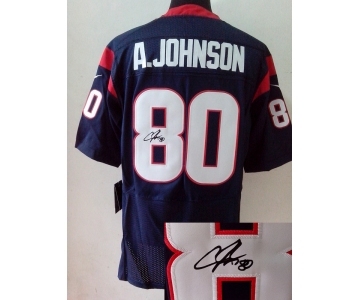 nike nfl jerseys houston texans #80 a.johnson blue[Elite signature]